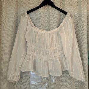 J.Crew puff sleeved textured cotton top